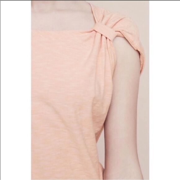 ANTHROPOLOGIE | DELETTA Margot Peach Gathered Tee Top Women’s Size Medium - Picture 3 of 11